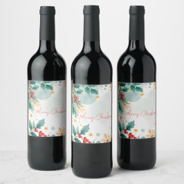 Etiqueta de vino de Navidad con acuarela - Elegant