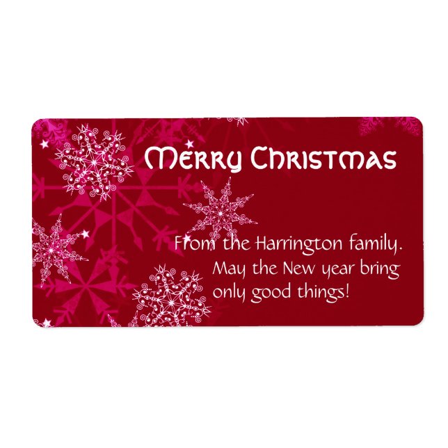 Etiqueta de Vino de Navidad Rojo y Blanco (Frente)