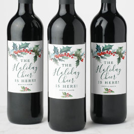 Etiqueta de vino de Navidades de Holiday Holly