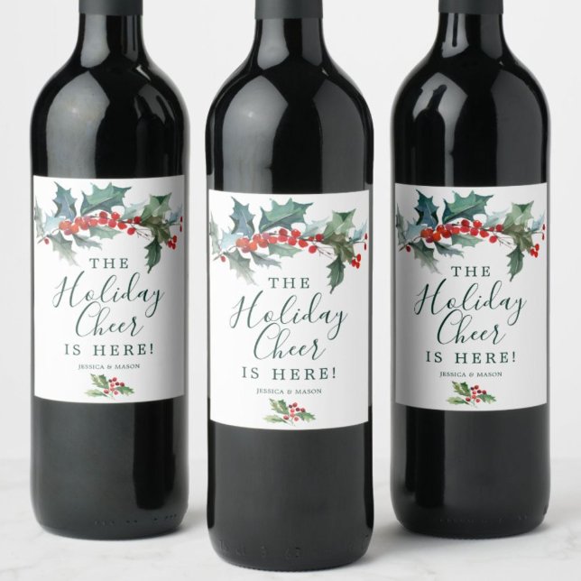 Etiqueta de vino de Navidades de Holiday Holly (Subido por el creador)