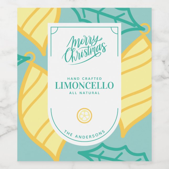 Etiqueta de vino de Navidades de Limoncello festiv (Etiqueta única)