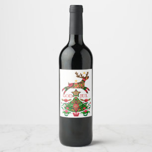 Etiqueta de vino de Navidades escandinavos