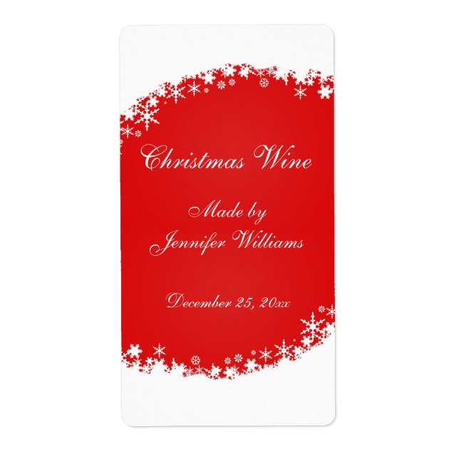 Etiqueta de vino de Navidades rojos (Frente)