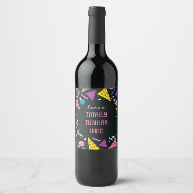 Etiqueta de vino de patrón Black 80s (Anverso)
