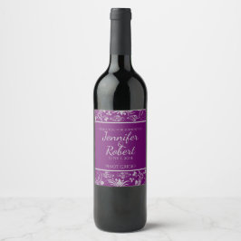 Etiqueta de vino de pergamino morado y plateado fl