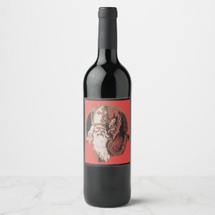 Etiqueta de vino de San Nicolás y Krampus
