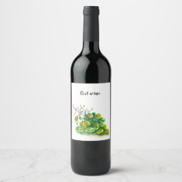 Etiqueta de vino de uva.