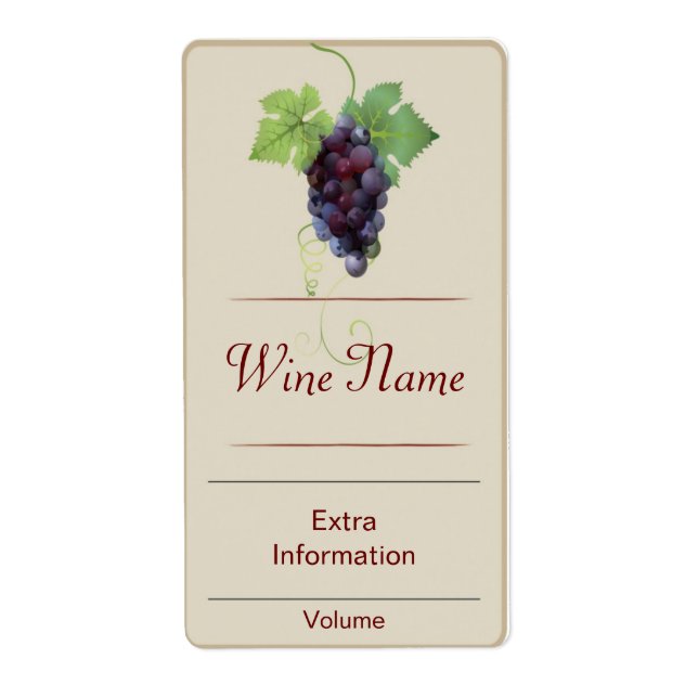 Etiqueta de vino de uva roja (Frente)