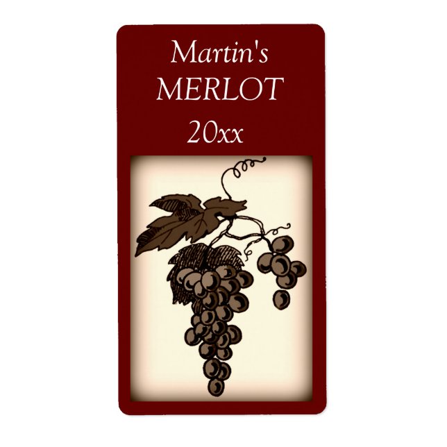 Etiqueta de vino de uvas (Frente)
