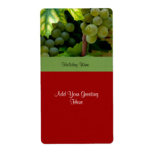 Etiqueta de vino de vacaciones con uvas blancas