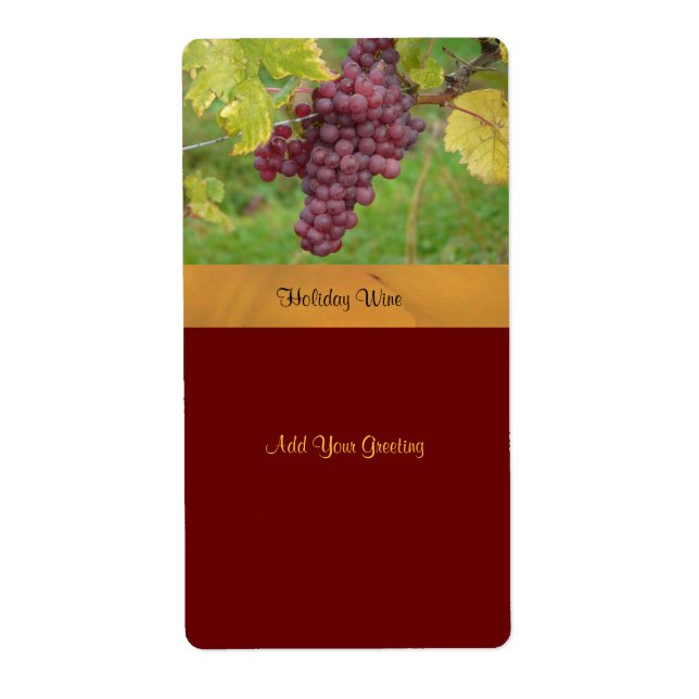 Etiqueta de vino de vacaciones con uvas rojas (Frente)