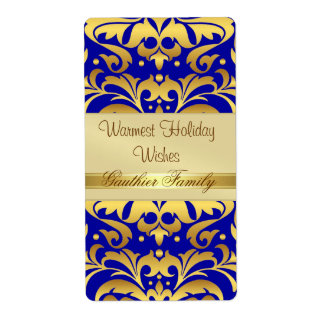 Etiqueta de vino de vacaciones Metalizado de oro B