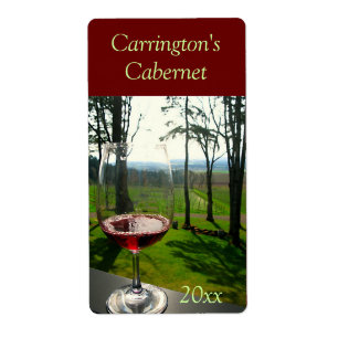 Etiqueta de vino de vidrio de vino