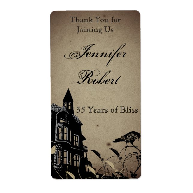 Etiqueta de vino del aniversario de la Casa Gótica (Frente)