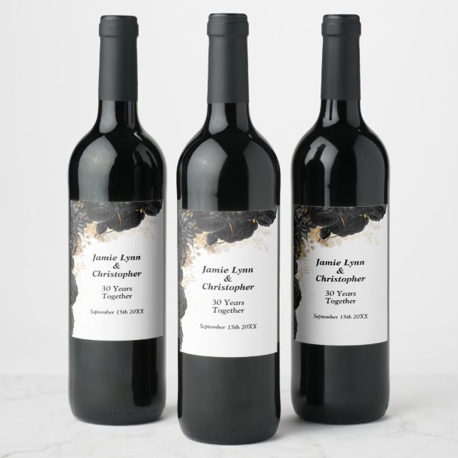 Etiqueta de vino del aniversario del Boda floral n (Botellas)