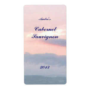 Etiqueta de vino del cielo del atardecer