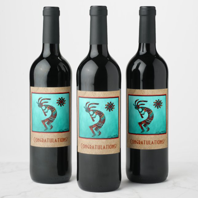 Etiqueta de vino del suroeste de Kokopelli (Botellas)