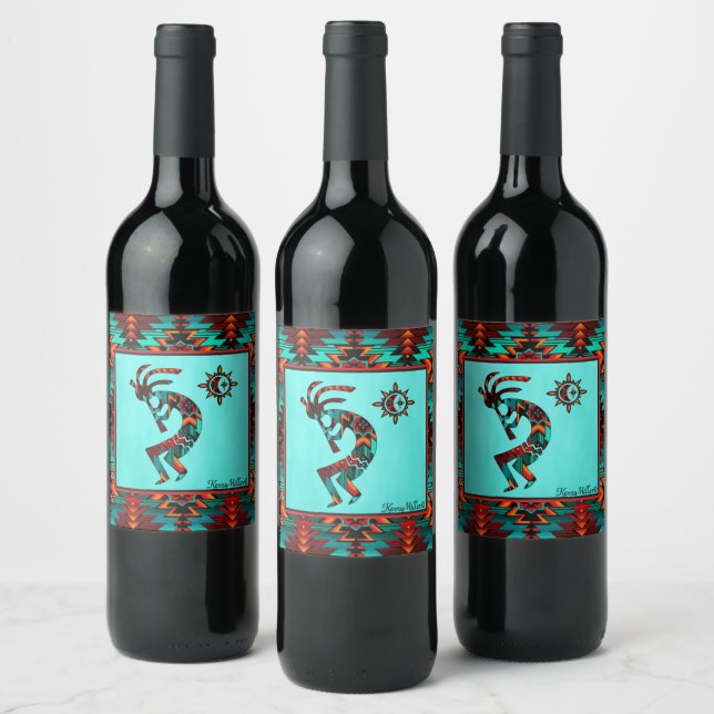 Etiqueta de vino del suroeste de Kokopelli (Botellas)