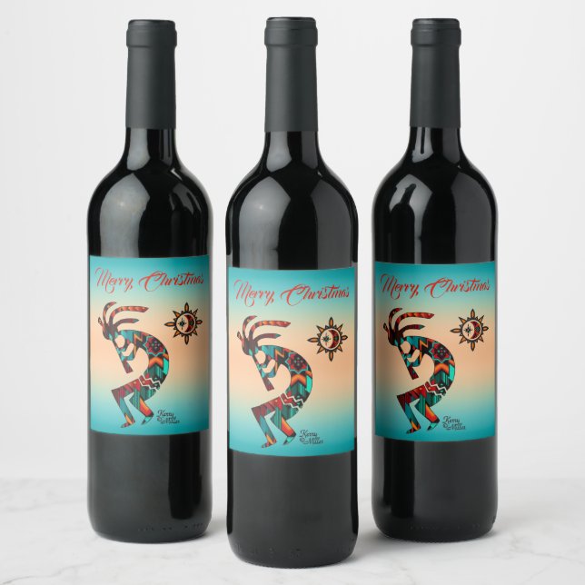Etiqueta de vino del suroeste de Kokopelli (Botellas)