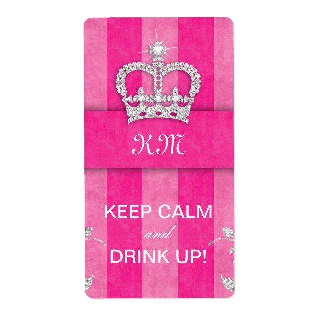 Etiqueta de vino Diva Crown Pink Stripes (Frente)