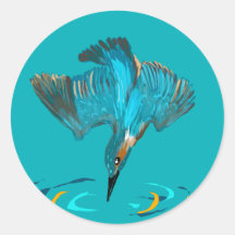 Etiqueta de vino Diving Kingfisher