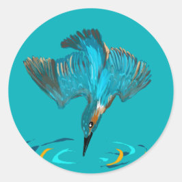 Etiqueta de vino Diving Kingfisher
