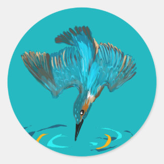 Etiqueta de vino Diving Kingfisher