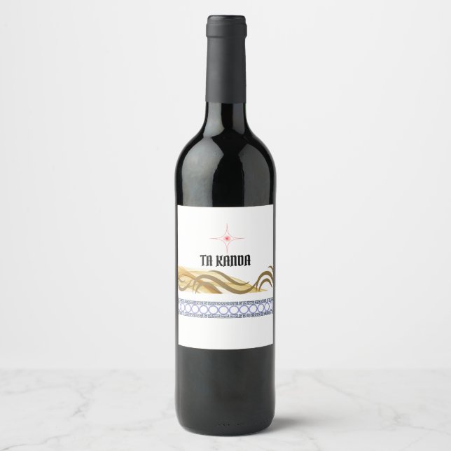 Etiqueta de Vino Dorado Elegante – TA KANA (Anverso)