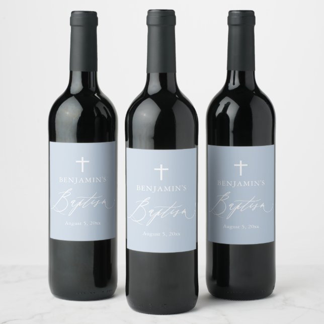 Etiqueta de vino Duste Blue Cross White Boy Baptis (Botellas)