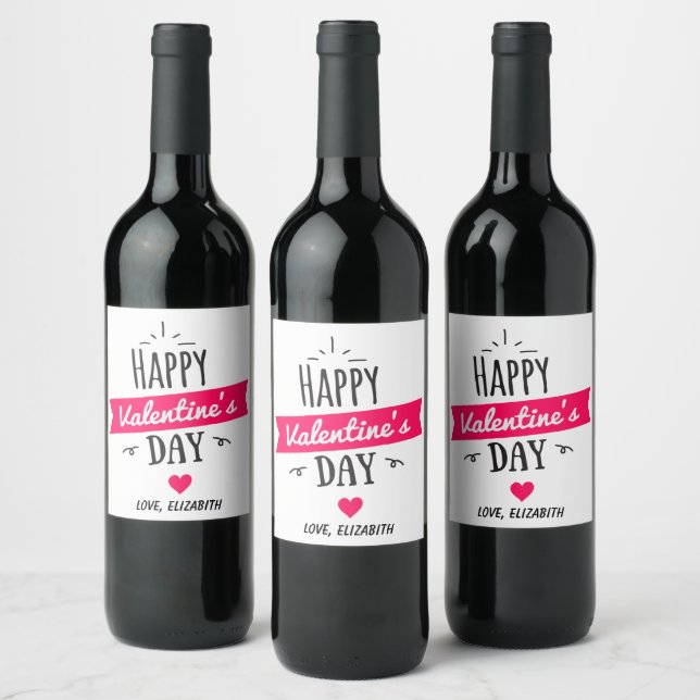 Etiqueta de vino El día de San Valentín personaliz (Botellas)