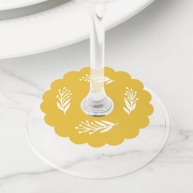 Etiqueta de vino en blanco amarilla de abeja rústi (Detalle)