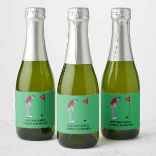 Etiqueta de vino esparkling con tema de golfista v