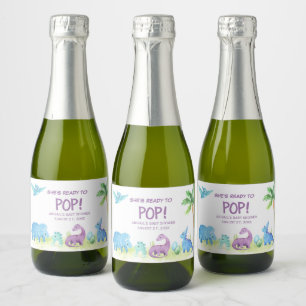 Etiqueta de vino espumoso de dinosaurio lista para