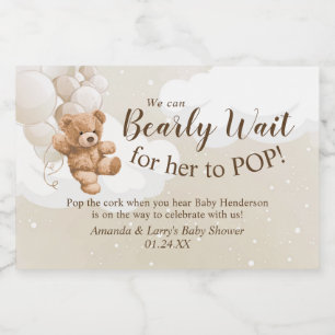 Etiqueta de vino espumoso mini Teddy Bear con glob