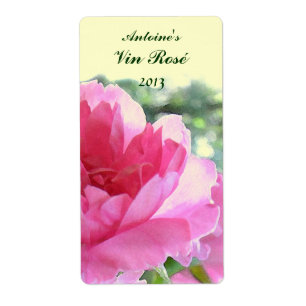 Etiqueta de vino floral rosa rosa rosa