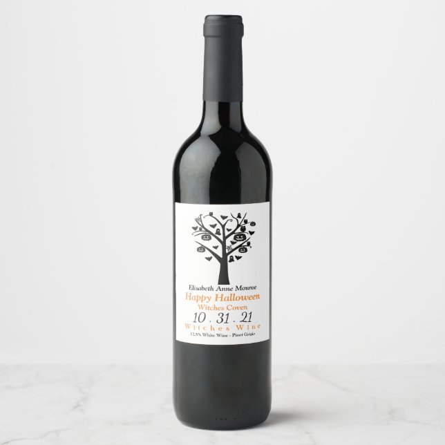 Etiqueta de vino forestal embrujada (Anverso)