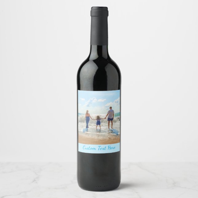 Etiqueta de vino fotográfico personalizada y texto (Anverso)