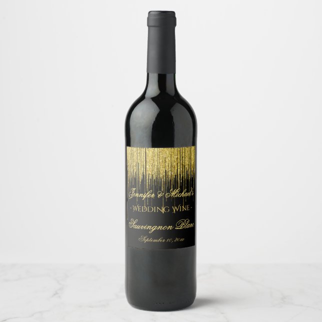 Etiqueta de vino Gold Purpurina Streams (Anverso)