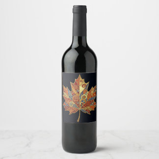 Etiqueta de vino HOJA DE ARCE: Pegatina para botel