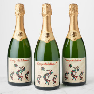 Etiqueta de vino Kokopelli del suroeste