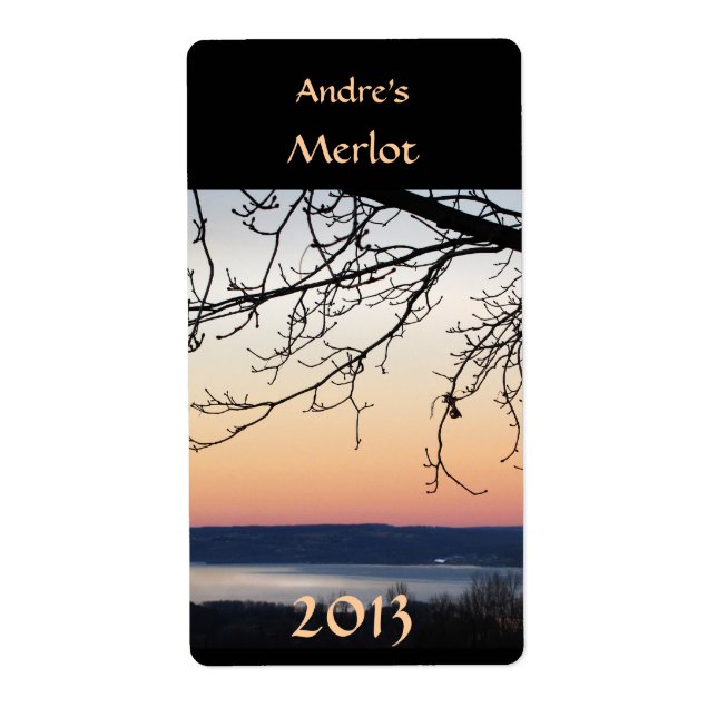 Etiqueta de vino Lake Sunset (Frente)
