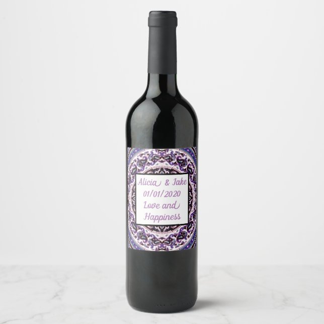 Etiqueta de Vino Mandala Púrpura (Anverso)