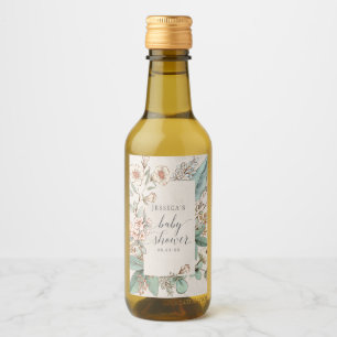 Etiqueta de vino Mini de Baby Shower botánico vint