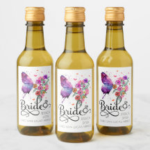 Etiqueta de vino miniatura para novia boho Floral 