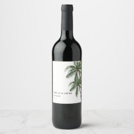 Etiqueta de vino Minimalist Palm Trees