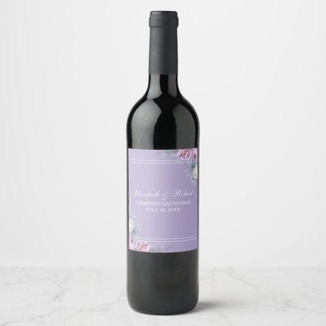 Etiqueta de vino morado de lavanda (Anverso)