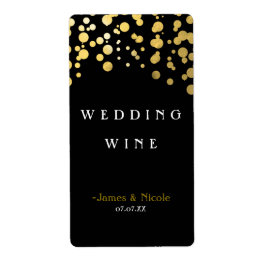 Etiqueta de vino negro elegante con puntos de conf