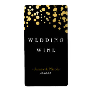 Etiqueta de vino negro elegante con puntos de conf