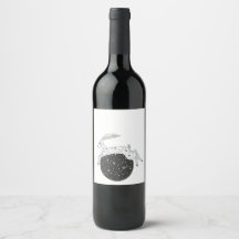 Etiqueta de vino o bebida de la liebre de la luna