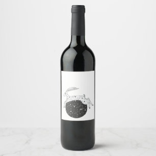 Etiqueta de vino o bebida de la liebre de la luna
